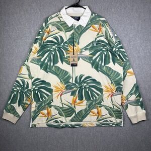 Chubbies Polo Shirt Men's XL The Frond Of Your Rugby Long Sleeve AOP Floral